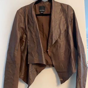 Brown draped leather jacket